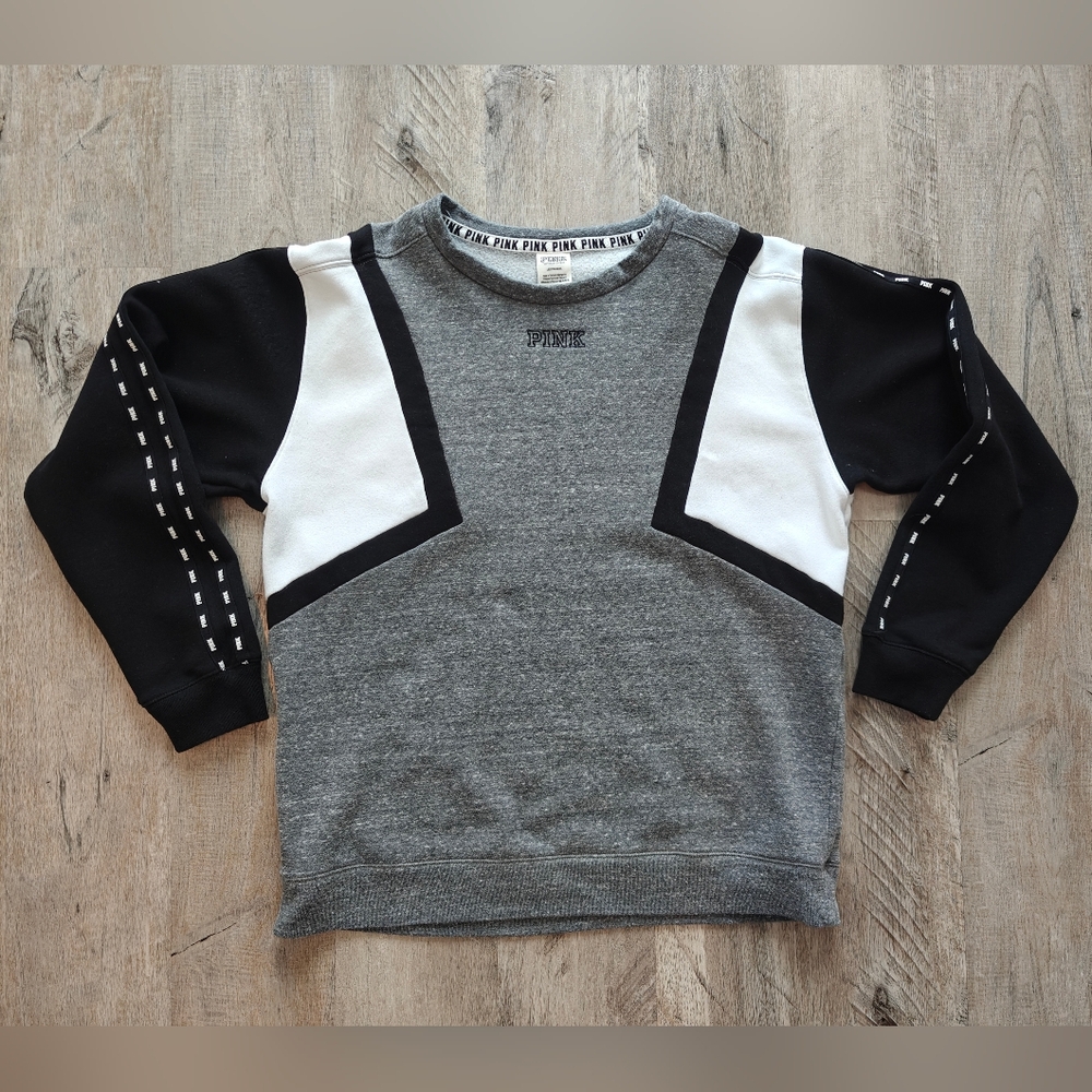 PINK Victoria's Secret Grey and Black Sweatshirt